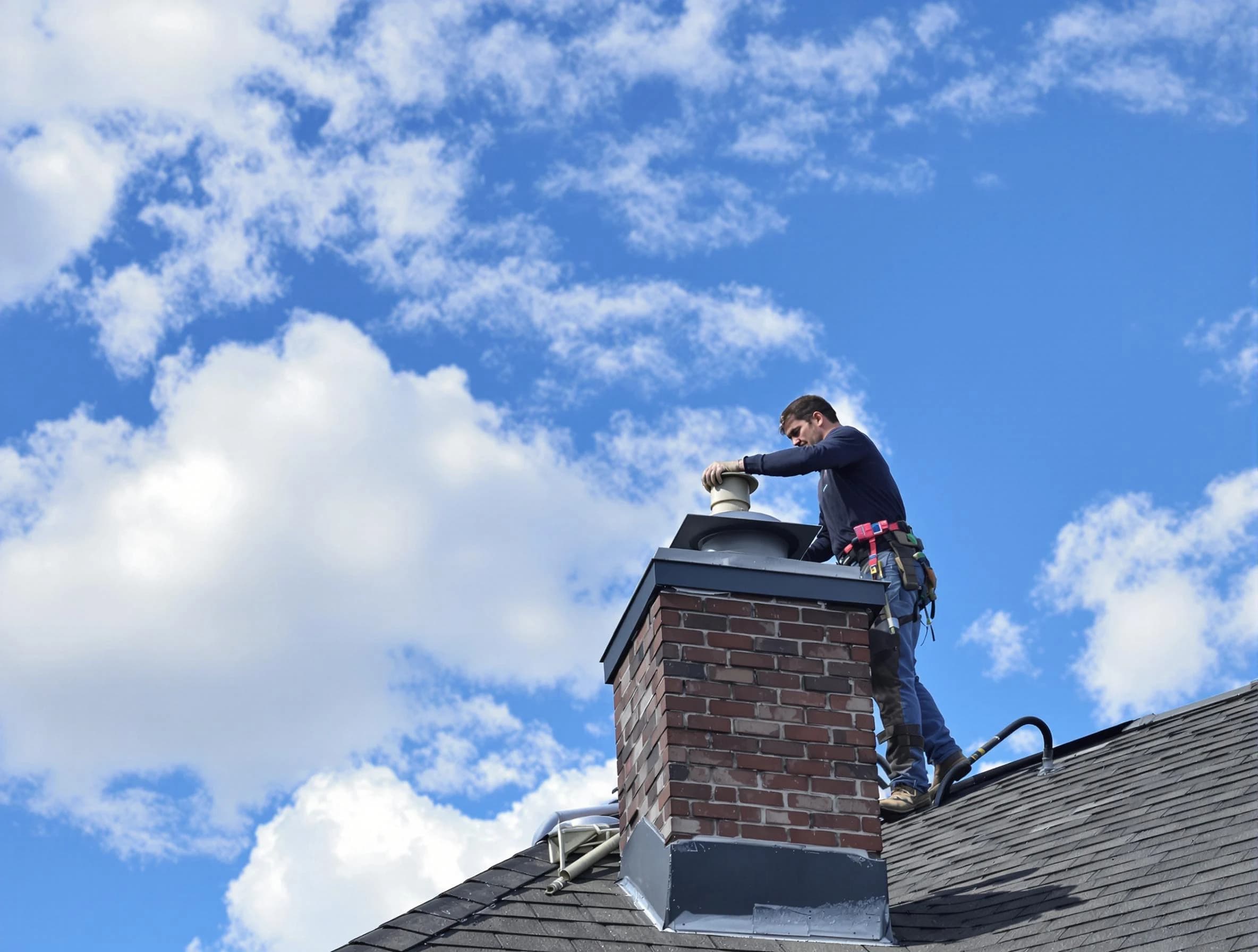Syracuse Chimney Sweep installing a sturdy chimney cap in Syracuse, UT