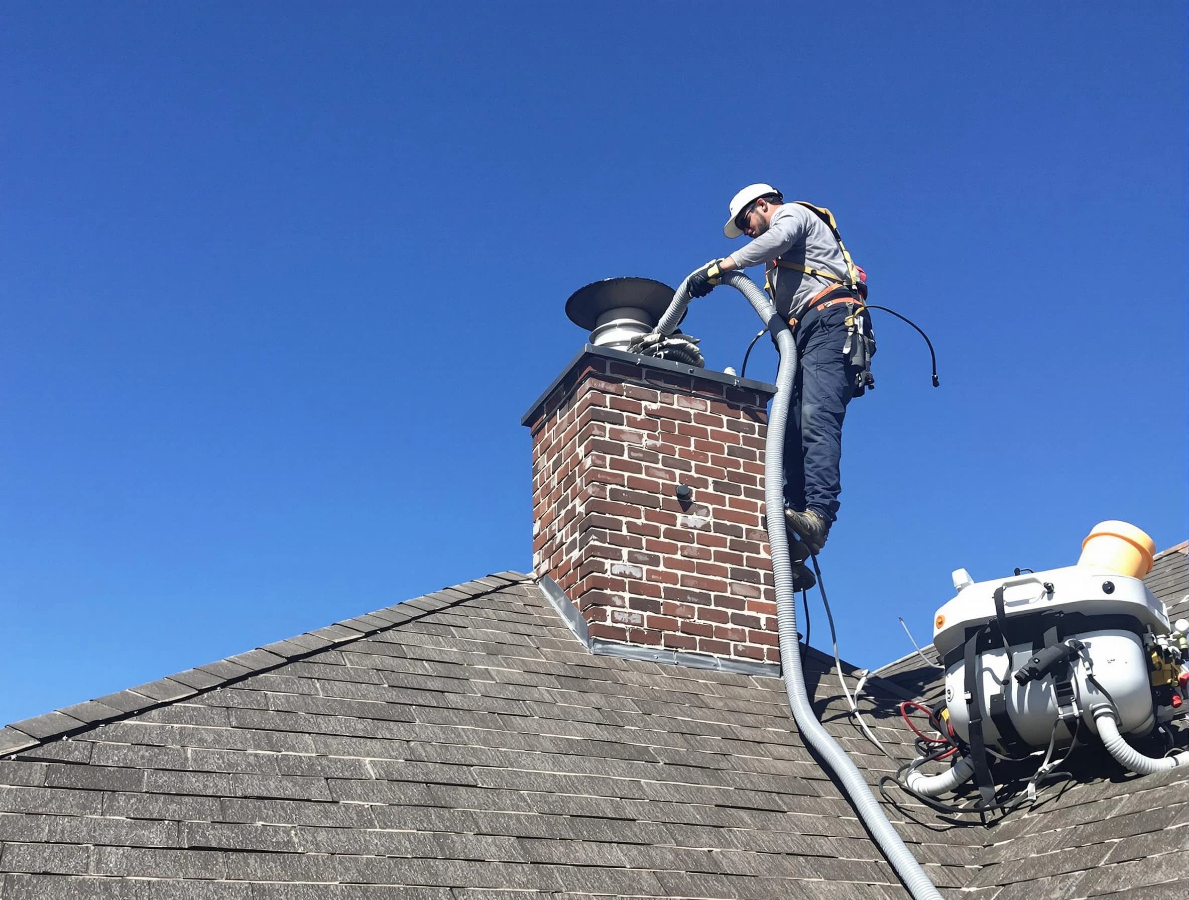Dedicated Syracuse Chimney Sweep team member cleaning a chimney in Syracuse, UT