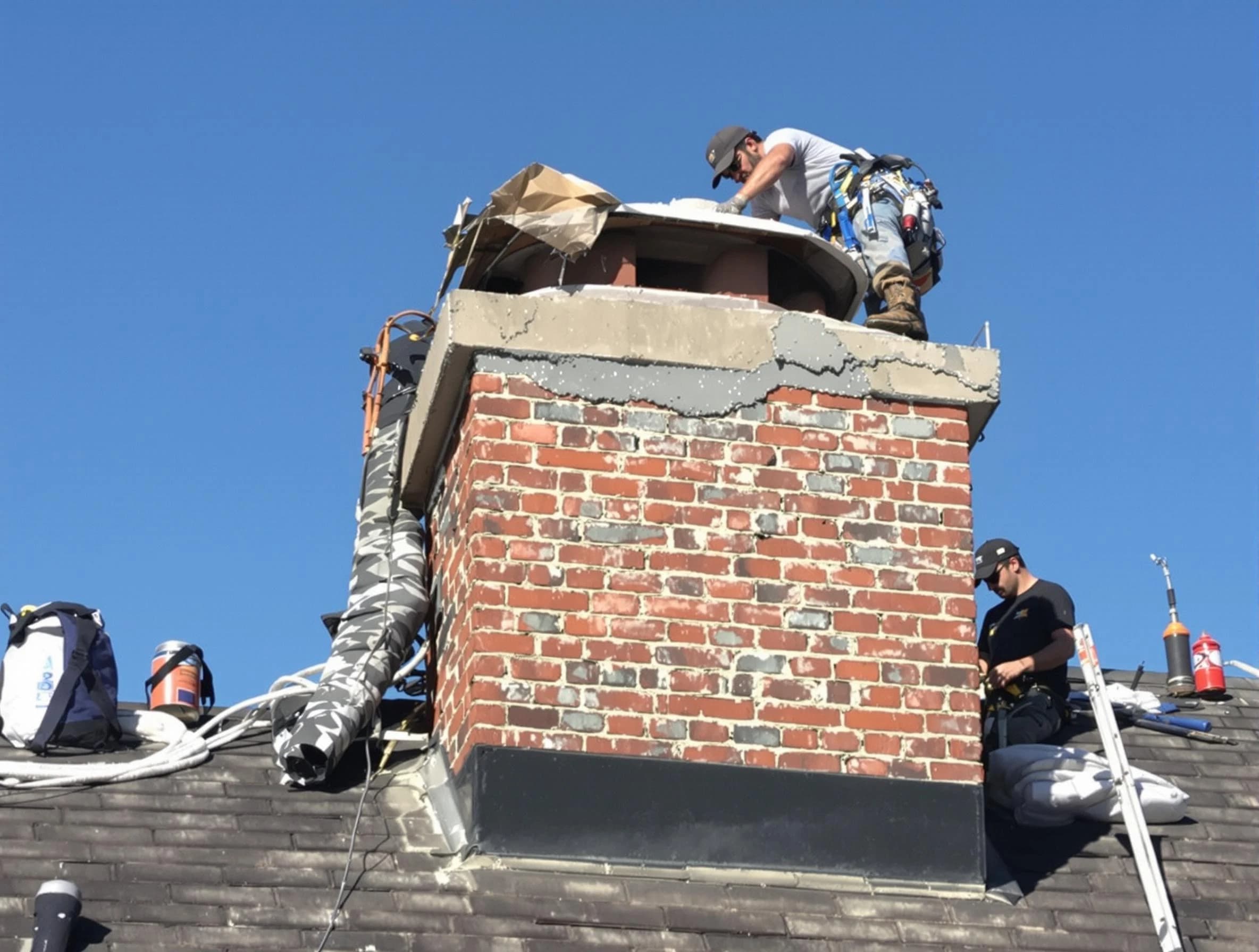 Syracuse Chimney Sweep installing a custom chimney crown in Syracuse, UT