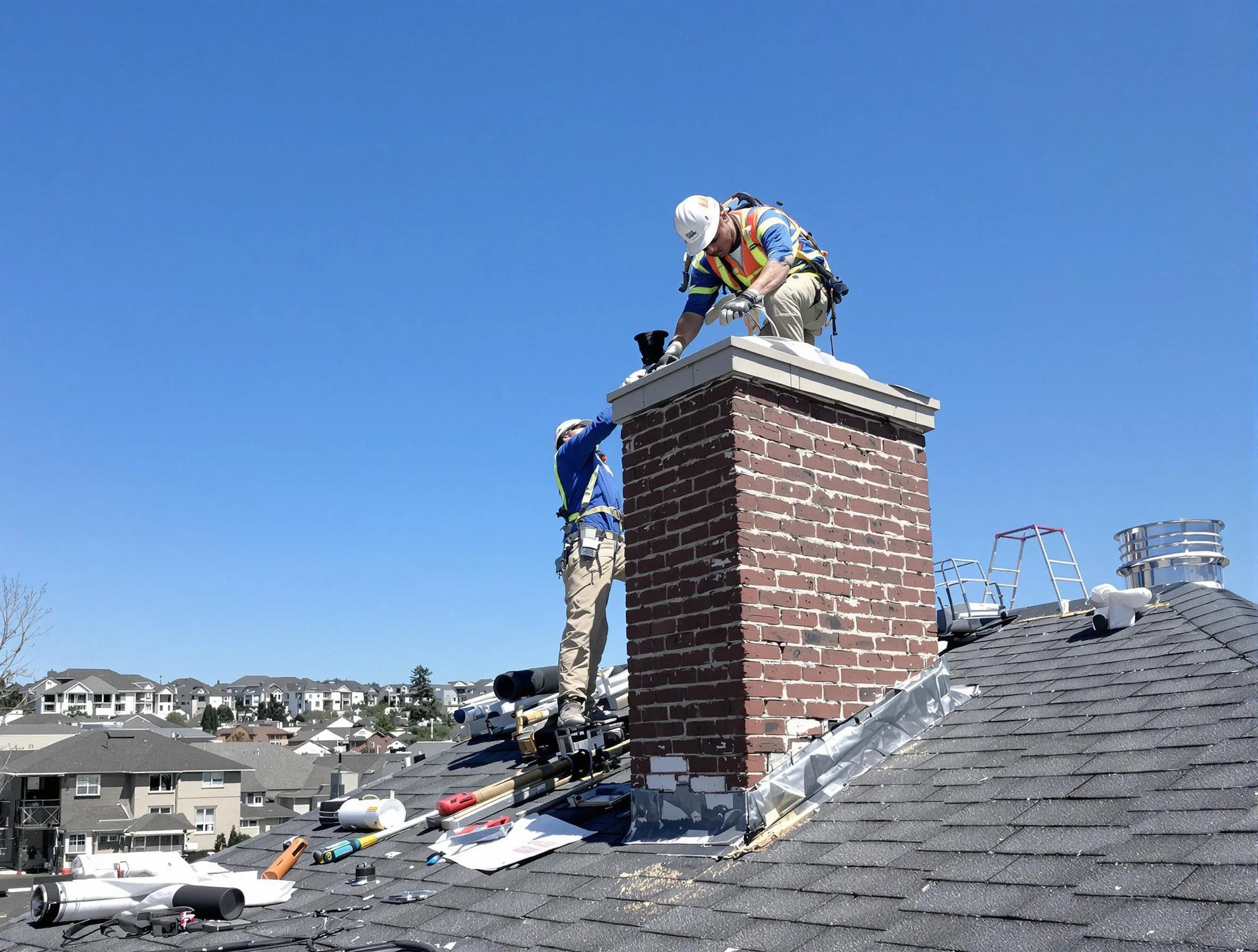 Syracuse Chimney Sweep repairing a chimney crown in Syracuse, UT