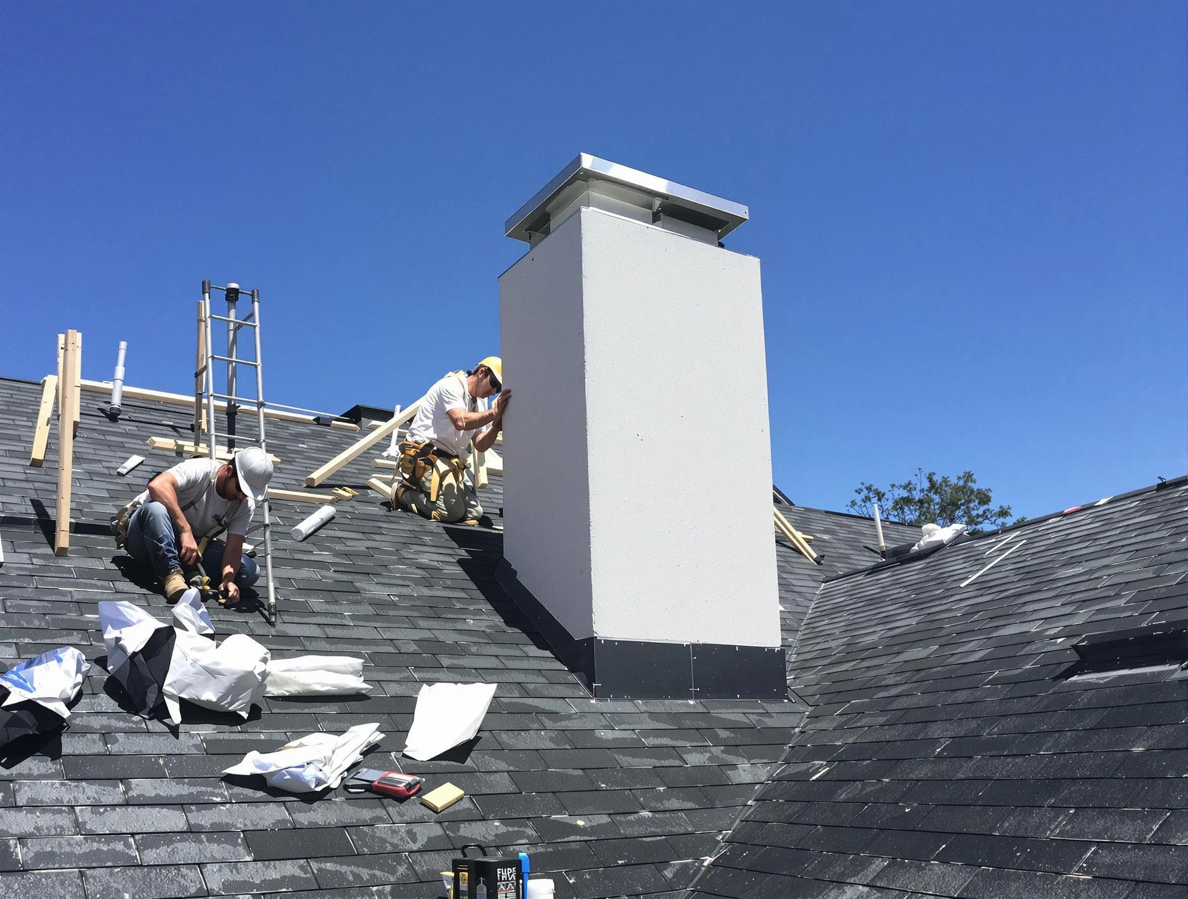 Syracuse Chimney Sweep crew installing a new chimney in Syracuse, UT