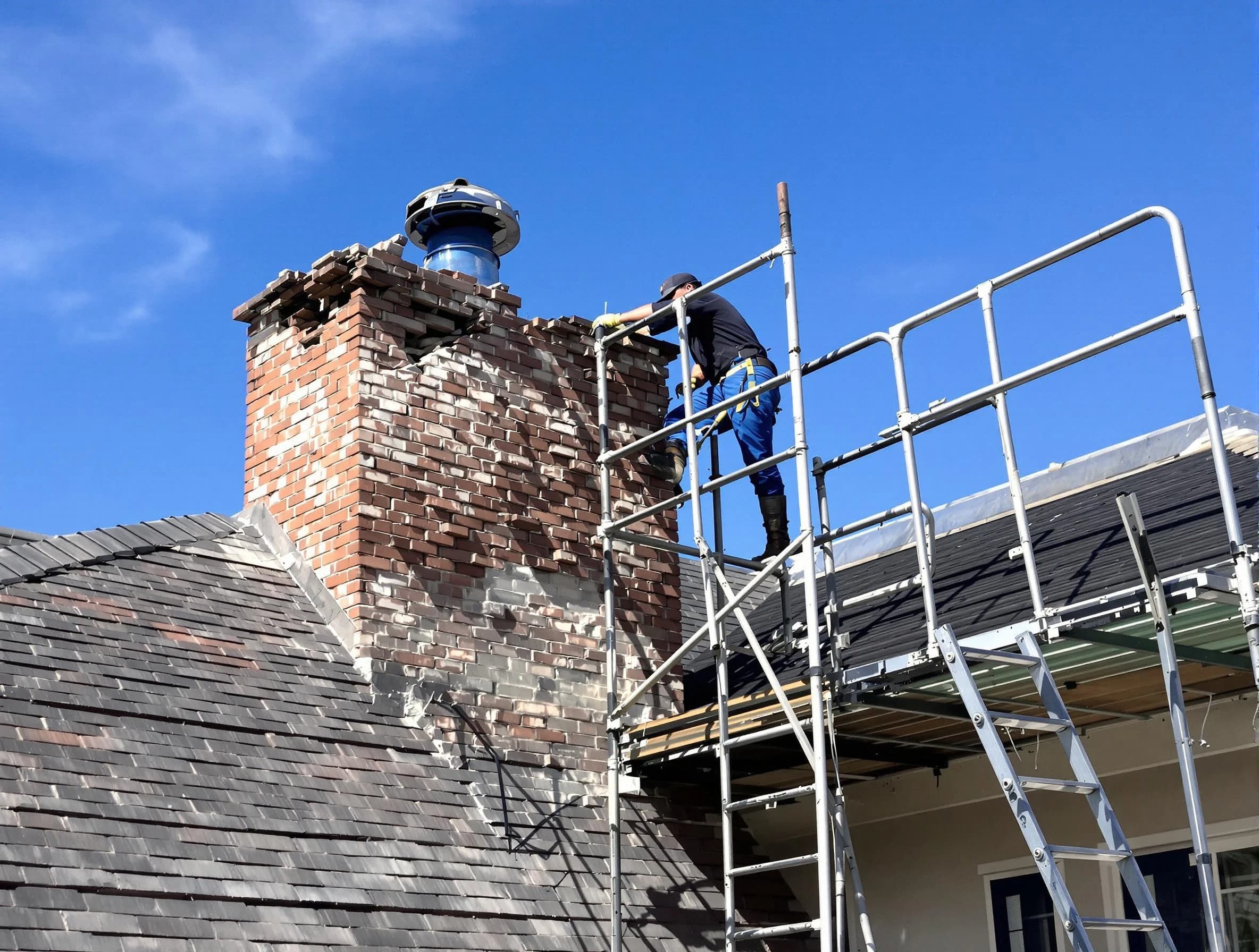 Rebuilding a chimney structure by Syracuse Chimney Sweep in Syracuse, UT