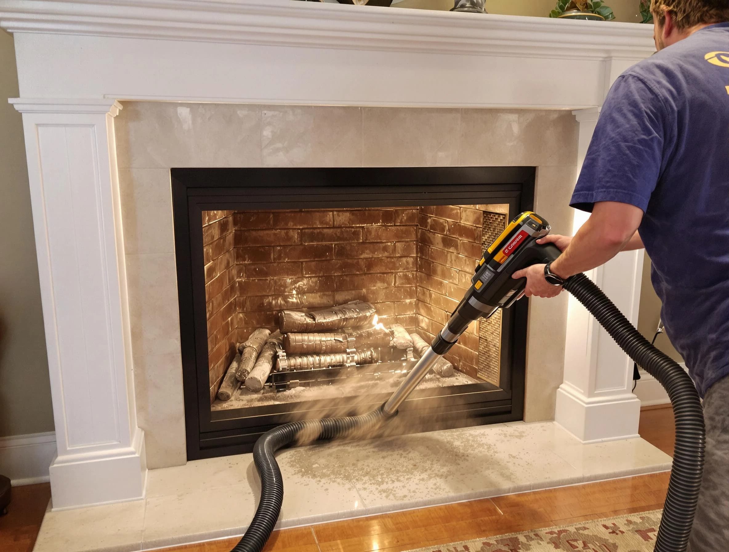 Fireplace cleaning performed by Syracuse Chimney Sweep in Syracuse, UT