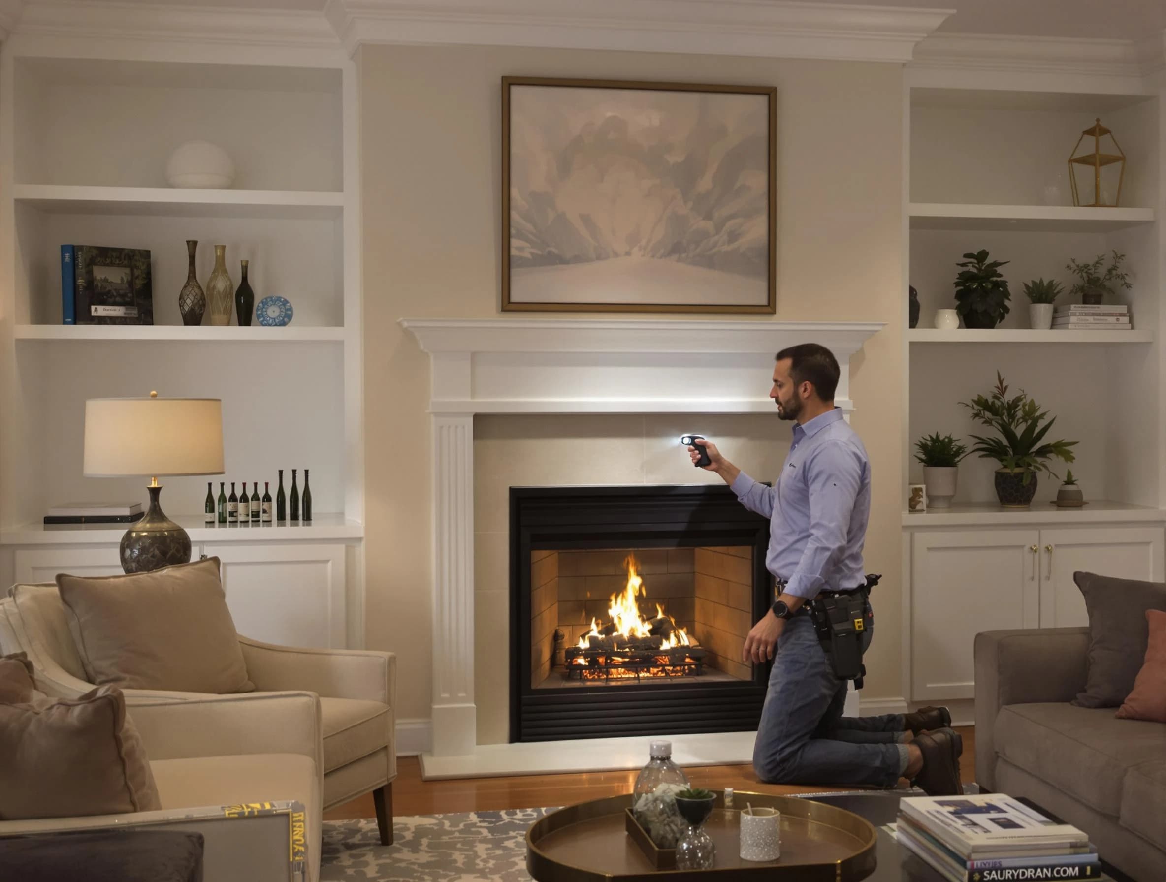 Syracuse Chimney Sweep conducting a fireplace safety inspection in Syracuse, UT