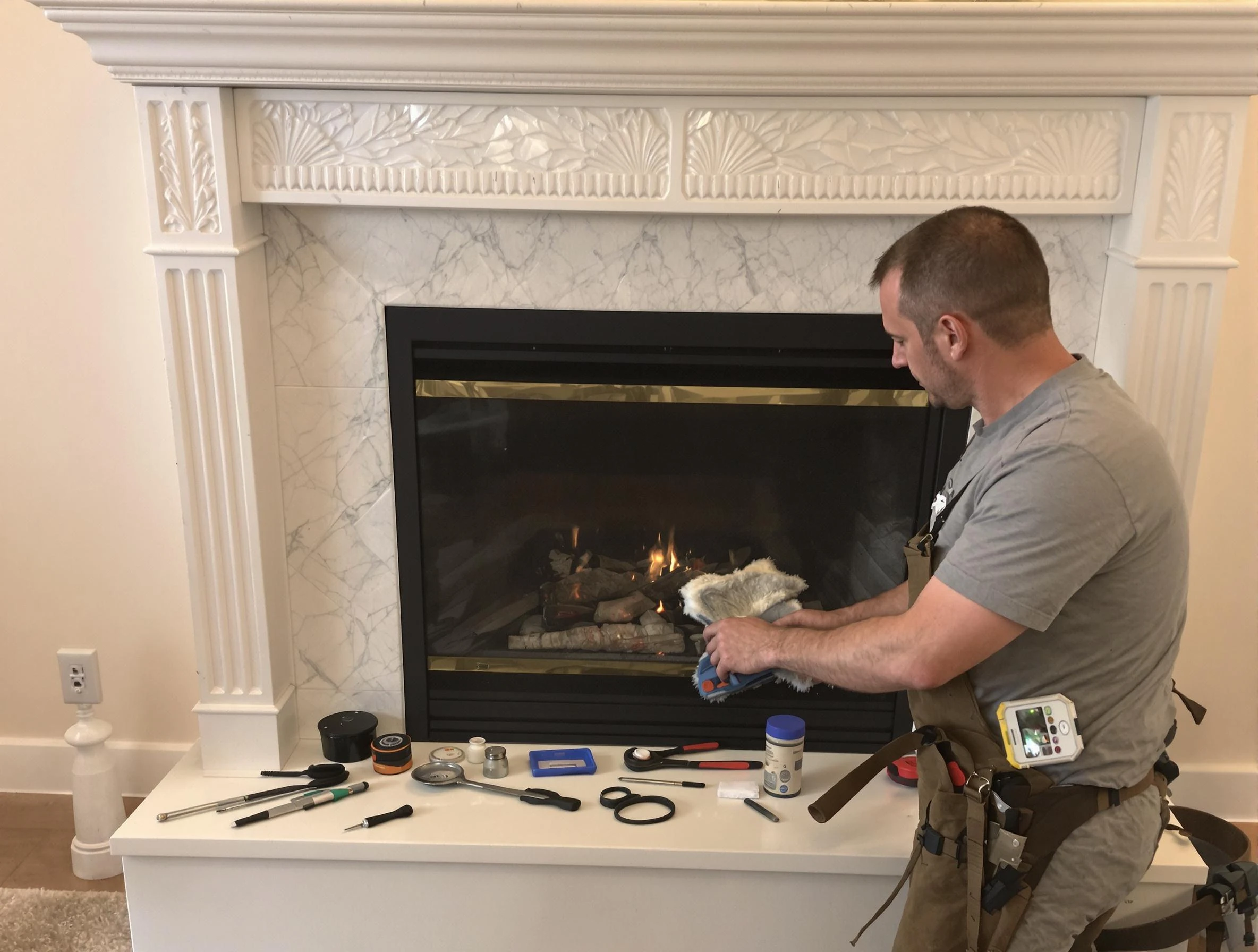 Syracuse Chimney Sweep performing fireplace maintenance in Syracuse, UT